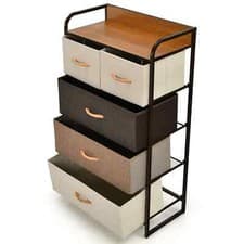 Image of Chest of Drawer with 5 Foldable Drawers Storage Tower