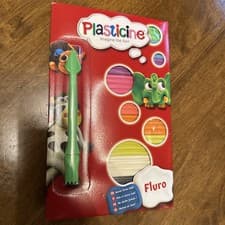 Image of PLASTICINE FLURO PACK WITH Green SCULPTING TOOL FUN