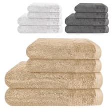 Image of 4 Piece White Towel Bale Set 100% Cotton 2 Bath & 2 Hand Towels Soft Quick Dry