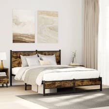 Image of Metal Bed Frame without Mattress Smoked Oak 150x200 cm King Size