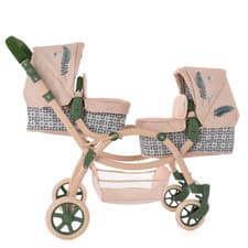 Image of Roma RHS Twin Dolls Pram - Fern - Moving Wheels & Folding Pram [New in Box]