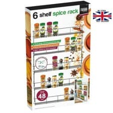 Image of 6 Tier Spice Rack for Inside Cupboard Door, Wall Mounted Spice Rack