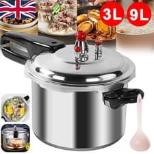 Image of 3/9 Litre Home Dual Handle aluminum Pressure Cooker Kitchen Catering Cookware UK