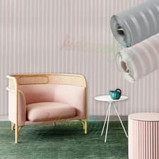 Image of Blush Pink Bedroom Wallpaper Modern Vertical Stripes Shimmer Embossed Home Decor