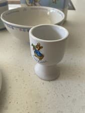 Image of Wedgwood Beatrix Potter Peter Rabbit Christening Set Plates Bowl & egg cup