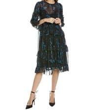 Image of AllSaints Macey Cultivar Midi Dress Floral Chiffon Sheer UK 8 New With Tags