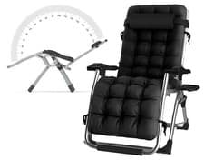 Image of Sun Lounger Outdoor Reclining Zero Gravity Adjustable Garden Chair with Cushion