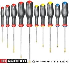 Image of Facom ATW.J10 10 Piece ProTwist Screwdriver Set - Slotted, Pozi & Phillips