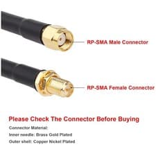 Image of 50ft WiFi Antenna Extension Coax Cable RP-SMA Male/Female
