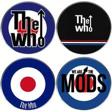 Image of Great Set Of FOUR Assorted THE WHO Alloy and Enamel 30mm Pin Badge / Badges
