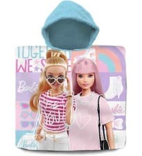 Image of New BARBIE Kids Character Hooded Poncho 100% Cotton Bath Beach Swimming Towel UK