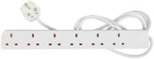 Image of Mercury 430.011UK 6-Gang Extension Lead 2.0m, 13A UK Plug, White