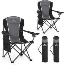 Image of ALPHA CAMP Adult Camping Chairs Set of 2 Heavy Duty Folding Chairs Up to 160kg