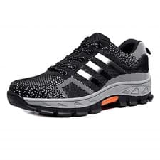Image of JG16 Safety Boots Size 11 Black and Grey Steel Toe Cap Lightweight Waterproof UK