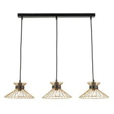 Image of Pendant Ceiling Light 3 Lamp LED Black Gold Effect Dimmable Modern (Dia)770mm