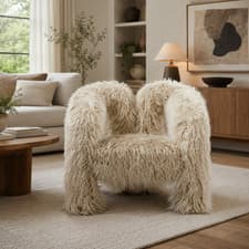 Image of Ivory Accent Chair Occasional Armchair Modern Upholstered Lounge Seat