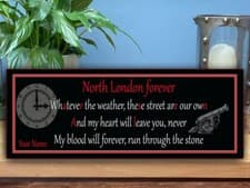 Image of Personalised ARSENAL North London song Sign Wooden Plaque Wall ANL01