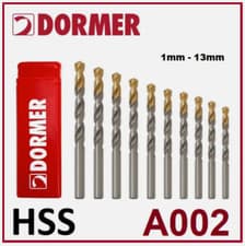 Image of Dormer A002 Drill Bit HSS Metric Jobber Tin Coated Various Sizes 1mm to 12mm