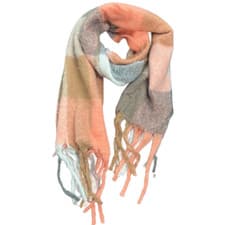 Image of Chunky Oversize Checked Check Pink Grey Winter Fleece Mothers Day Scarf Gift