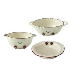 Image of Ceramic Salad Bowl Round Modern Decorative Multipurpose Food Plate Serving Bowl