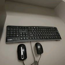 Image of Logitech K120 Keyboard UK Layout Wired USB Plug & Play QWERTY + Mouse Bundle d