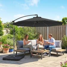 Image of 3(m) Garden Banana Parasol Cantilever Umbrella w/ Base Weights & Cover