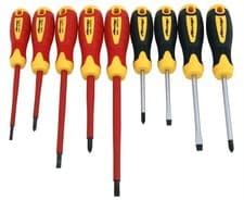 Image of 9pc Vde Screwdriver Set - Standard & Electricians, Slotted, Flat & Phillips
