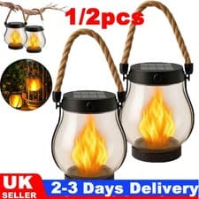 Image of 1/2pcs Solar Lantern Lights Dancing Flame Solar LanternLights for Pathway Yard