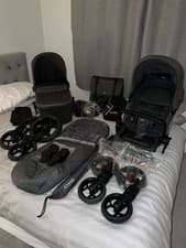 Image of iCandy Core Dark Grey Bundle Set (No Chassis) Pram Stroller Peach Lime Orange