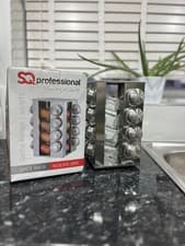Image of NEW Stainless Steel 16 Jar Revolving Spice Rack Stand Carousel Rotating Glass