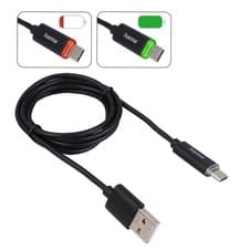 Image of Hama USB-A to USB-C Cable LED Data Charging Cable Mobile Smartphone Tablet PC