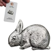 Image of Rabbit Pewter Pin Badge Cute Kit Baby Bunny Brooch Lapel Tie Hat Bag Jewellery
