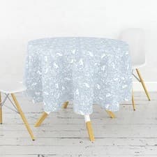 Image of William Morris Forest Life Blue 132cm Round Acrylic Tablecloth