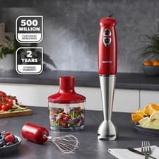 Image of Geepas 400W 3-in-1 Hand Blender | Chopper Bowl & Whisk | Stainless Steel Blades
