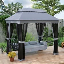 Image of 3 Seater Swing Chair Hammock Gazebo Lounger Cushioned Seat Waterproof