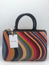 Image of PAUL SMITH SWIRL Women's Leather stripe 'Double Zip' Tote crossbody hand BAG