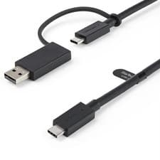 Image of StarTech.com 3ft 1m USB-C Cable with USB-A Adapter Dongle - Hybrid 2-in-1 USB C