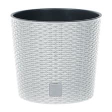 Image of Modern Round Plastic Rattan Effect Flower Plant Garden Flower Herb Planter Pot