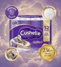 Image of Cushelle Quilted 3-Ply Longer Rolls Toilet Tissue, 4 x 8 Pack (236 Sheets)