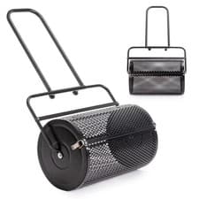 Image of 24" Compost Spreader Peat Moss Spreader Roller Lawn Spreader Black