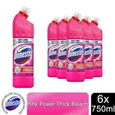 Image of Domestos Thick Bleach Pink Power Disinfectant Multi-Purpose Cleaner Gel, 6x750ml
