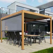 Image of Alvivo 3 x 4m Wood-Look Louvered Aluminium Pergola Bundle with