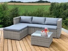 Image of Victoria Rattan Garden Furniture Corner Sofa Lounge Set In/Outdoor Extra Wide