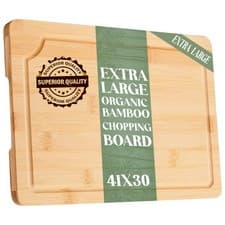Image of Extra Large Wooden Chopping Board Bamboo Cutting Serving Wood Kitchen Food 41 cm