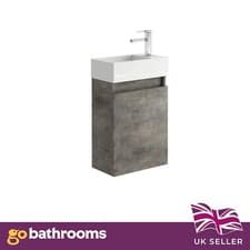 Image of Compact Cloakroom Vanity Unit with Hand Wash Sink Wall Hung or Standing 400mm
