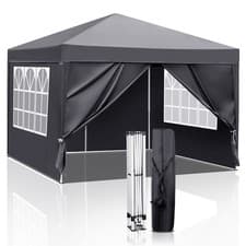 Image of 3x3M Heavy Duty Gazebo Marquee Pop UP Waterproof Garden Party Tent w/ Sides Gray