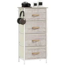 Image of HOMCOM Fabric Chest of Drawers, 4 Drawer Dresser for Bedroom, Natural Wood