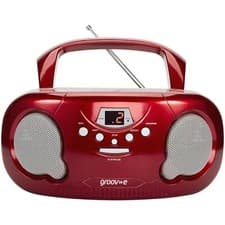 Image of Groov-e Original Boombox Portable CD Player With Radio 3.5mm AUX Input Headphone