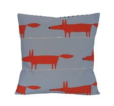 Image of Scion Midi Mr Fox Cushion Cover Aqua Blue Orange 16" - Handmade