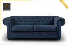 Image of SOFA BED CHESTERFIELD Brand New Imperial 3 Seater Sofa Bed Fabric Grey Cream 